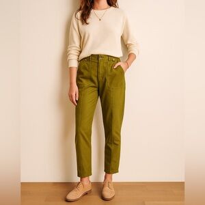 Sezane Olive Green Straight Leg Pants